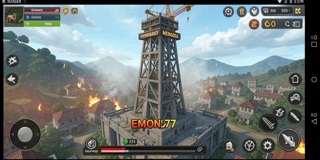 Screenshot EMON77 menampilkan strategi menara pertahanan yang seru dan menegangkan.