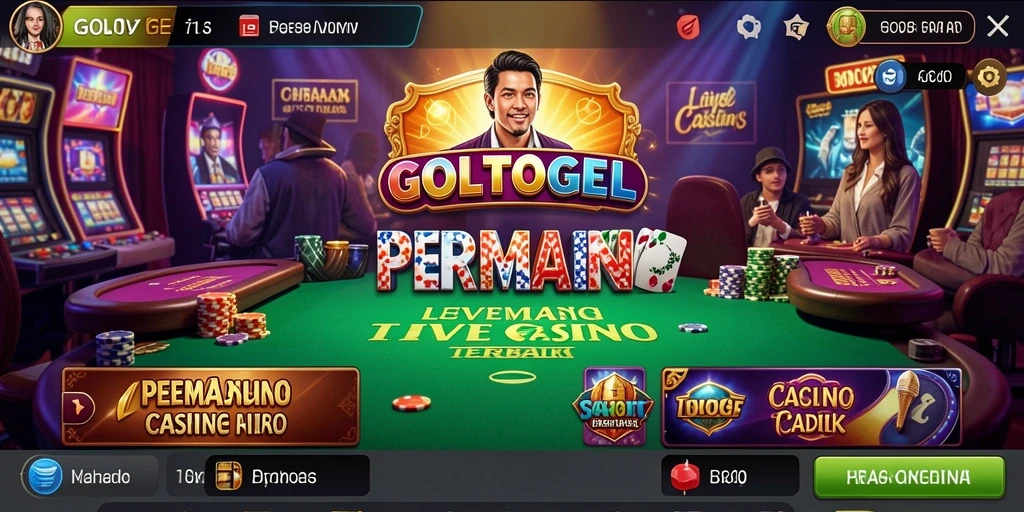 Tampilan screenshot utama GOLTOGEL menampilkan dealer langsung dan suasana kasino.