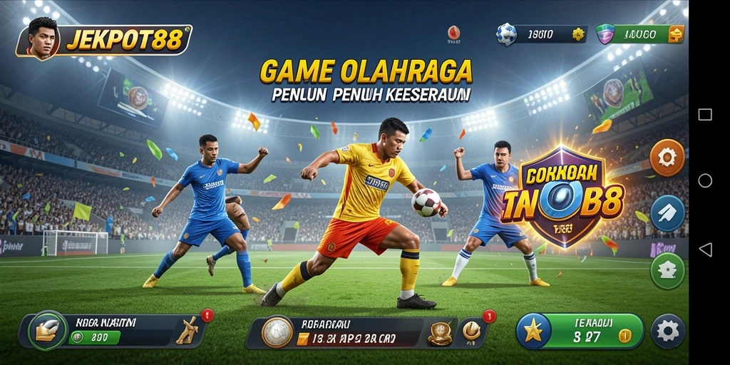 Tampilan gameplay JEKPOT88 dengan aksi olahraga yang seru.
