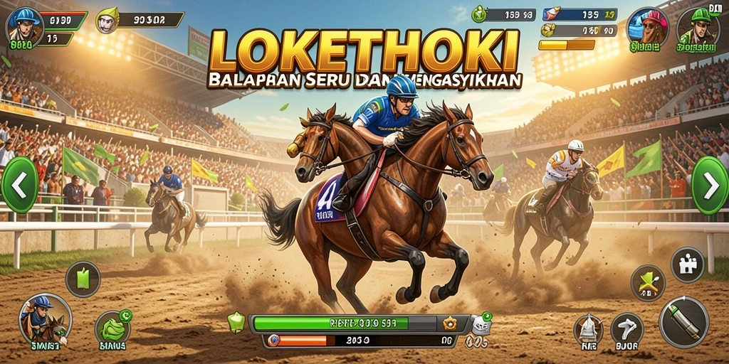 Tampilan gameplay balapan yang seru dan intens di LOKETHOKI.