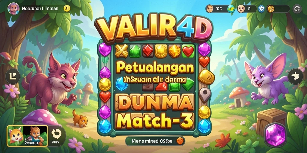 Tampilan seru gameplay Match-3 di VALIR4D dengan berbagai warna.