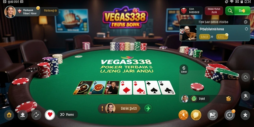 Tampilan gameplay Vegas338 yang menggambarkan momen seru permainan poker.
